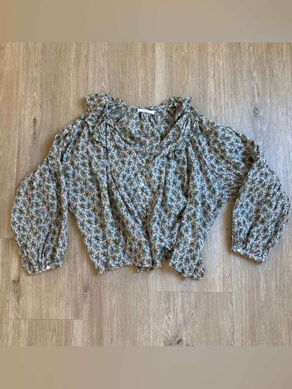 Doen Floral Jana Blouse With Ruffle Collar Small